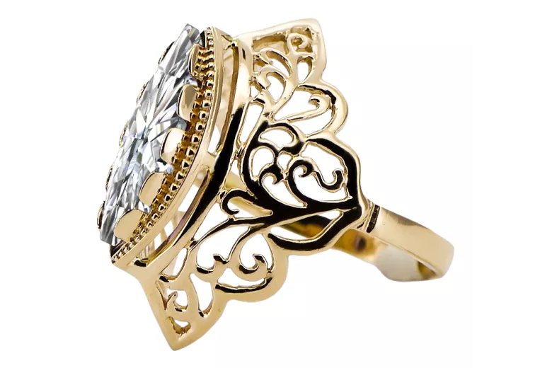 Anillo Estilo vintage Circón Oro amarillo de 14 quilates vrc017y